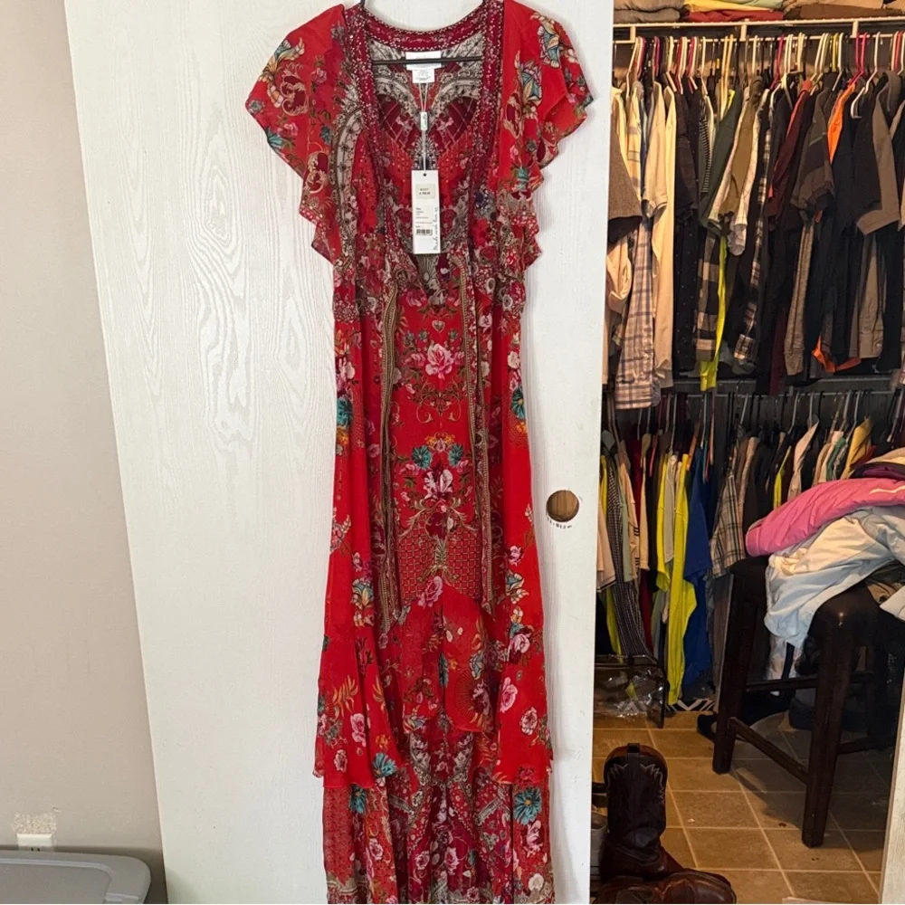 Camilla Vibrant Red Patterned Dress - Picture 2 of 4